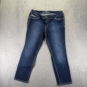 Rhythm in Blues Jeans Womens 12 Blue Cotton Denim Straight Cropped Faded Western